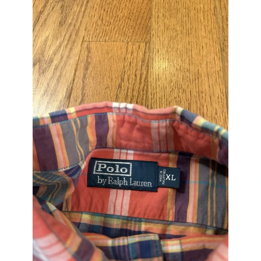 Polo Ralph Lauren Men's Long Sleeve Button-down XL Pink Shirt Plaid Pockets Work